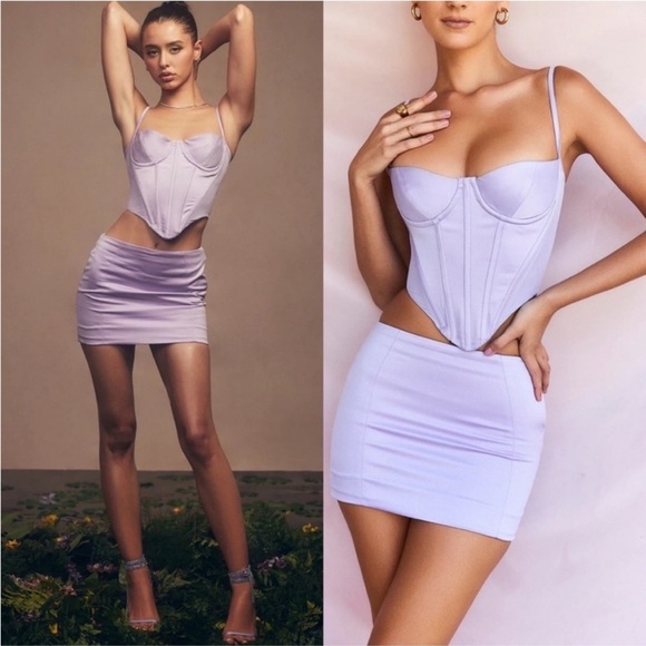 House of CB Dresses & Skirts - NWOT House Of Cb Elodie Orchid Satin Mini Skirt in Lilac Purple Satin